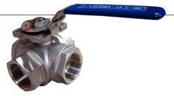 VALVULA BOLA 3 VIAS 15 INOX 316 L90 RB ROSCA GAS MP 3/4